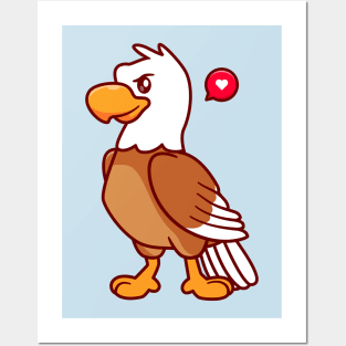 Cute Eagle Bird Standing Cartoon Posters and Art